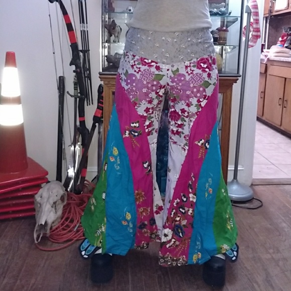 Vintage Pants - Fun Wide Leg Flare Comfy Hippie Rave Pants